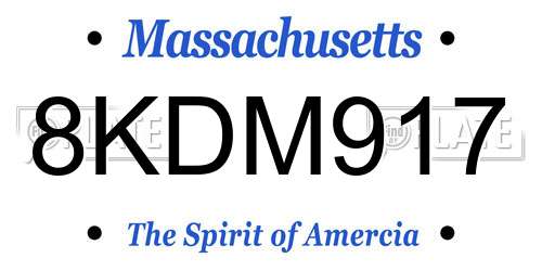 8KDM917 Massachusetts License Plate