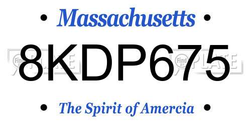 8KDP675 Massachusetts License Plate