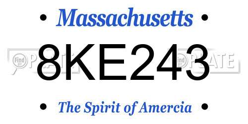 8KE243 Massachusetts License Plate