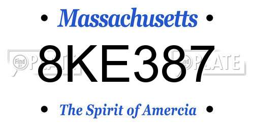 8KE387 Massachusetts License Plate