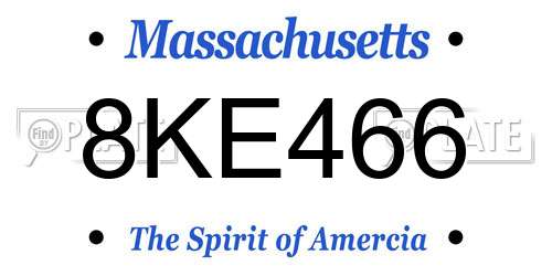 8KE466 Massachusetts License Plate