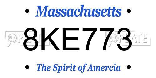 8KE773 Massachusetts License Plate