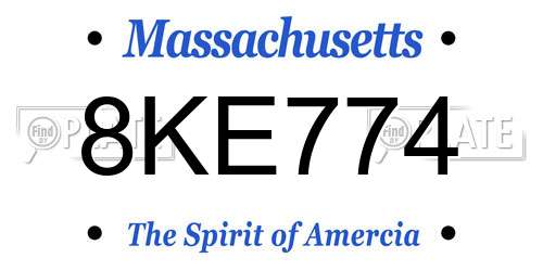 8KE774 Massachusetts License Plate