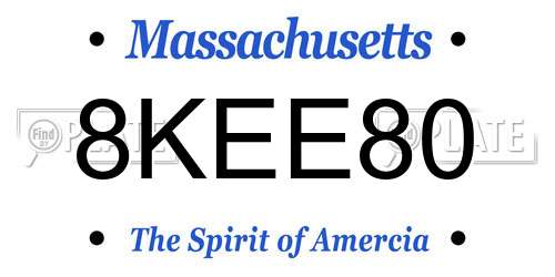 8KEE80 Massachusetts License Plate