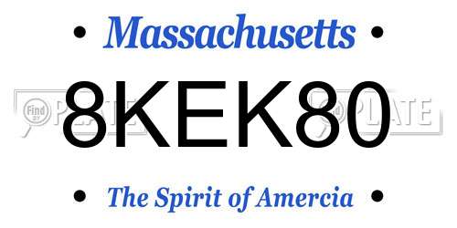 8KEK80 Massachusetts License Plate