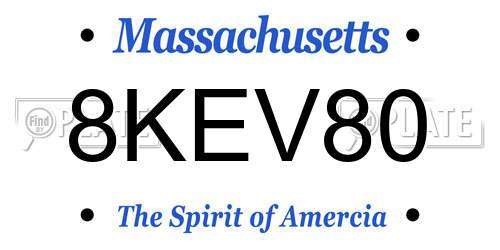 8KEV80 Massachusetts License Plate