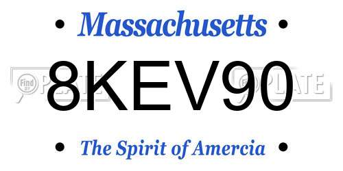 8KEV90 Massachusetts License Plate