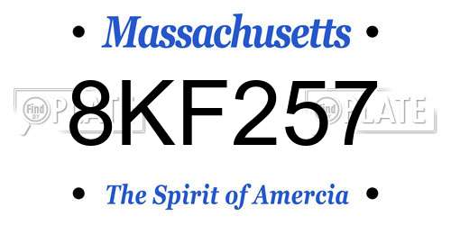 8KF257 Massachusetts License Plate