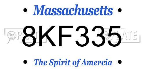 8KF335 Massachusetts License Plate