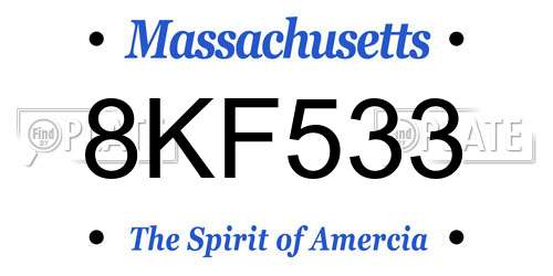 8KF533 Massachusetts License Plate