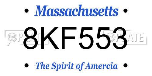 8KF553 Massachusetts License Plate