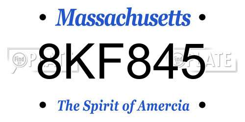 8KF845 Massachusetts License Plate