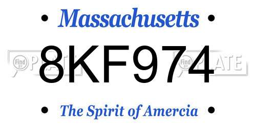 8KF974 Massachusetts License Plate