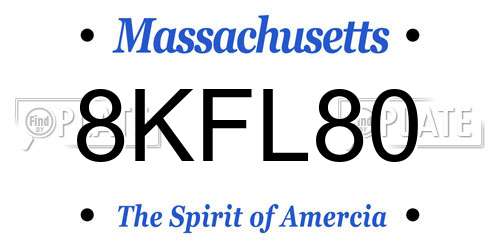 8KFL80 Massachusetts License Plate