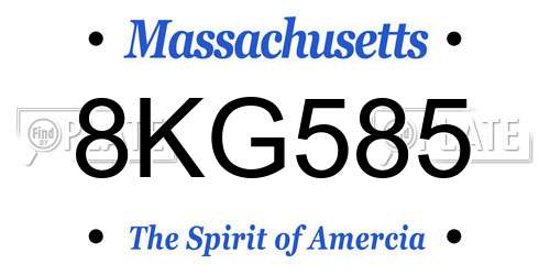 8KG585 Massachusetts License Plate