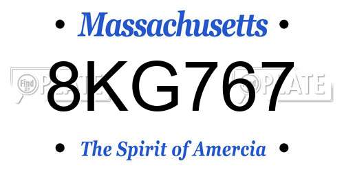 8KG767 Massachusetts License Plate