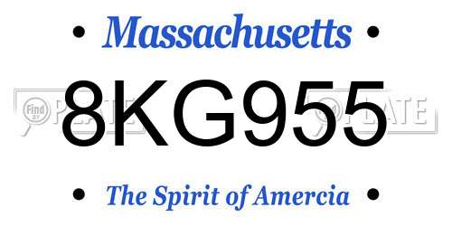 8KG955 Massachusetts License Plate