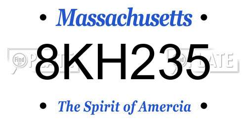 8KH235 Massachusetts License Plate