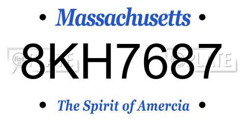 8KH7687 Massachusetts License Plate