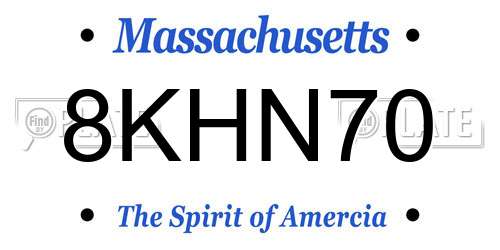 8KHN70 Massachusetts License Plate