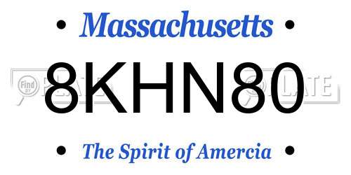 8KHN80 Massachusetts License Plate