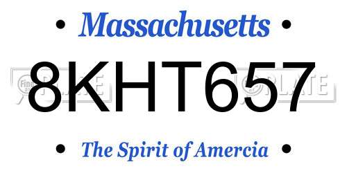 8KHT657 Massachusetts License Plate