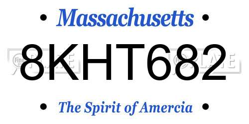 8KHT682 Massachusetts License Plate