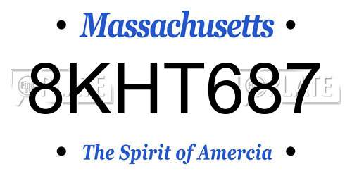 8KHT687 Massachusetts License Plate