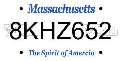 8KHZ652 Massachusetts License Plate
