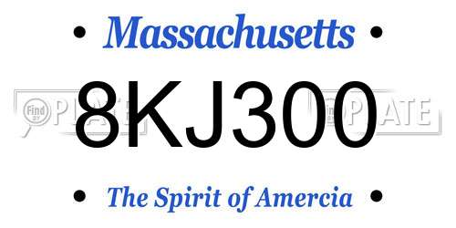 8KJ300 Massachusetts License Plate