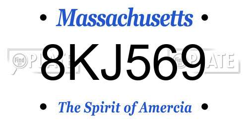 8KJ569 Massachusetts License Plate