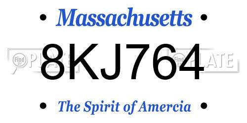 8KJ764 Massachusetts License Plate