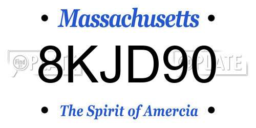 8KJD90 Massachusetts License Plate