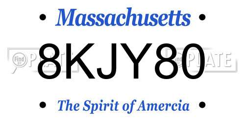 8KJY80 Massachusetts License Plate