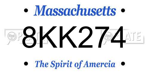 8KK274 Massachusetts License Plate