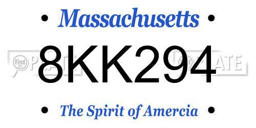 8KK294 Massachusetts License Plate