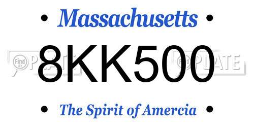 8KK500 Massachusetts License Plate