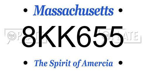 8KK655 Massachusetts License Plate