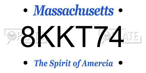 8KKT74 Massachusetts License Plate
