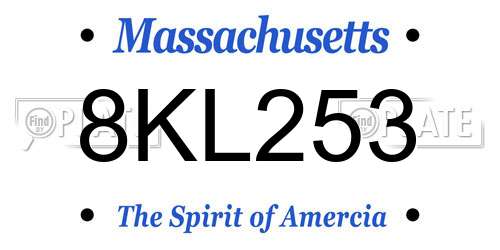 8KL253 Massachusetts License Plate