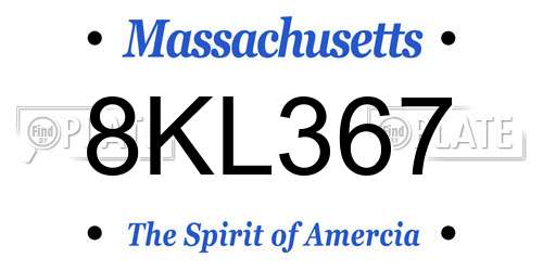 8KL367 Massachusetts License Plate