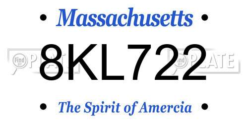 8KL722 Massachusetts License Plate