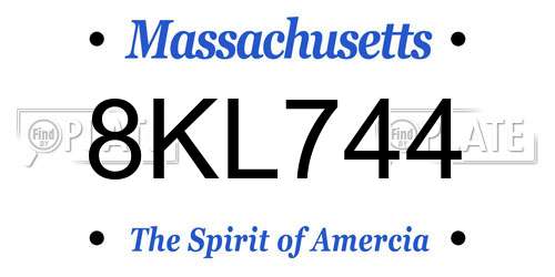8KL744 Massachusetts License Plate