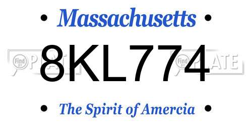 8KL774 Massachusetts License Plate