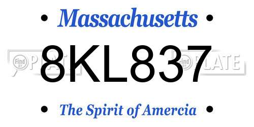 8KL837 Massachusetts License Plate