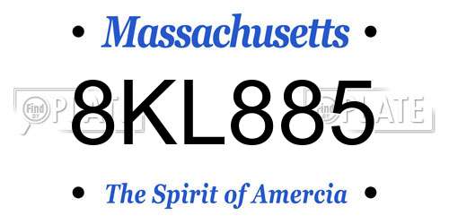 8KL885 Massachusetts License Plate