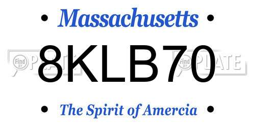 8KLB70 Massachusetts License Plate