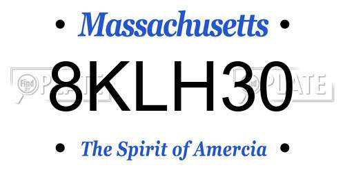 8KLH30 Massachusetts License Plate
