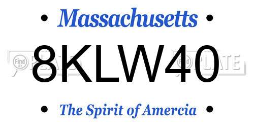 8KLW40 Massachusetts License Plate