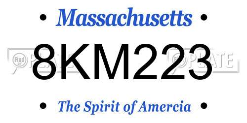8KM223 Massachusetts License Plate